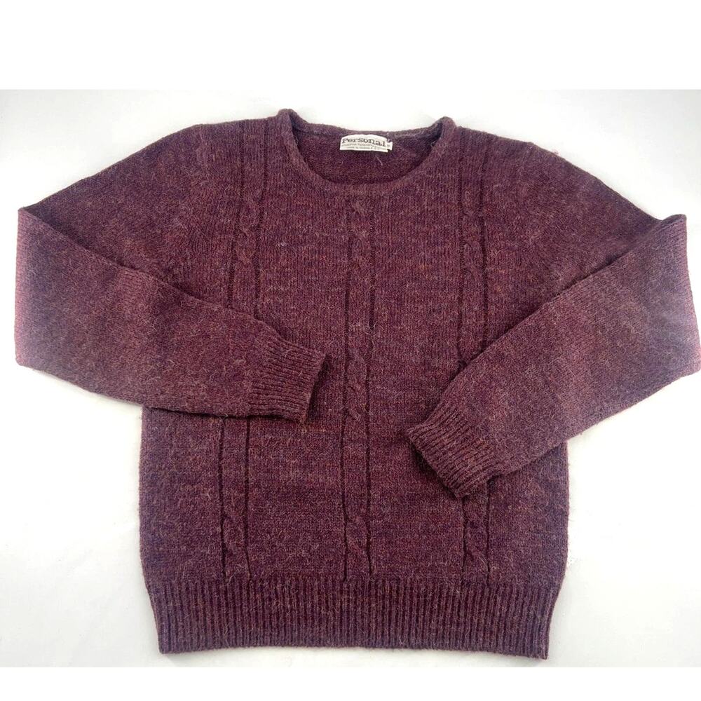 Vintage Personal Sweater Womens Small Burgundy Plum Y2K Grannycore Cabincore